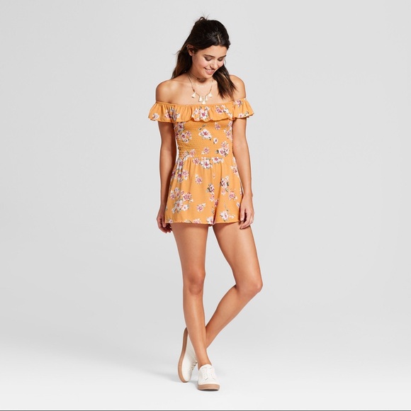 Dresses & Skirts - ruffle off the shoulder floral romper